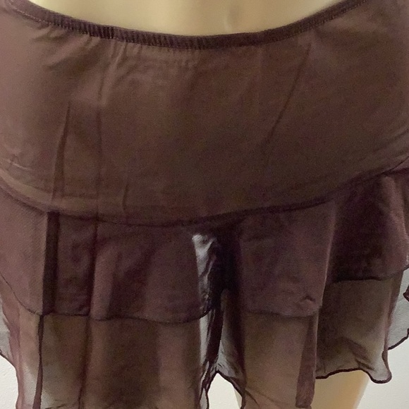 Zuliana Brown Mesh Ruffled Skirt. Great for Swimsuit Cover Up. Made in USA. New - Picture 2 of 4